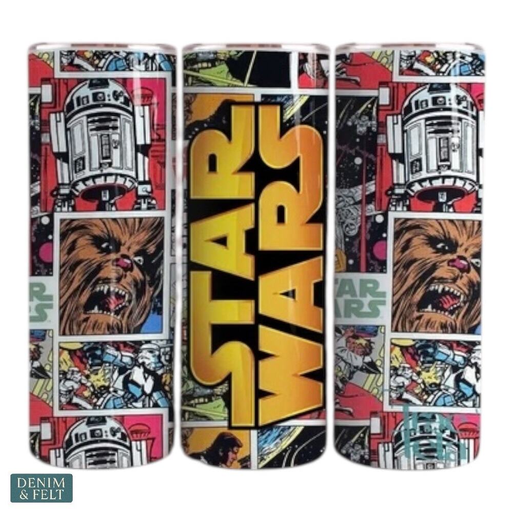 Star Wars 20oz Skinny Tumbler‎ Stainless Steel Cup Lid Straw Cleaner NEW